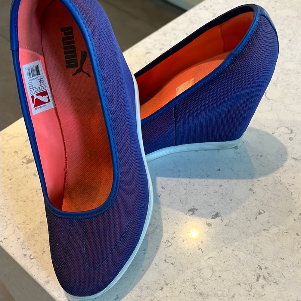 Puma Blue Wedge Sneakers